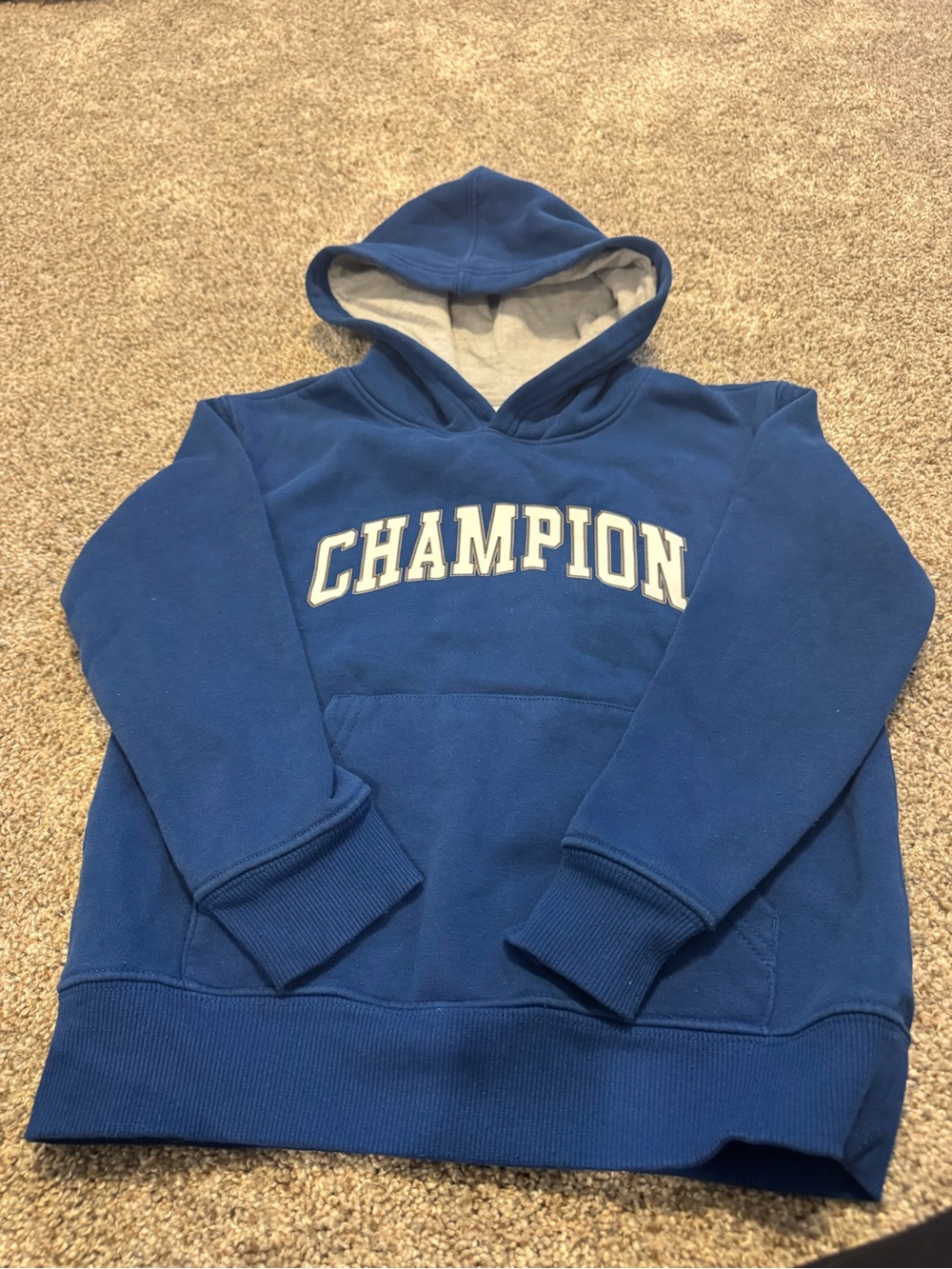Champion Kids Blue Hoodie with Gray Lined Hood